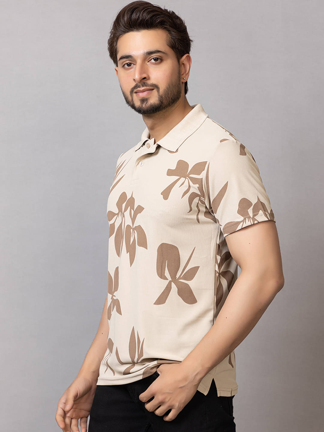 TRIUS Men Cotton Blend Regular Fit Printed Polo T Shirt ( Beige ) TRIUS Men Cotton Blend Regular Fit Printed Polo T Shirt ( Beige )