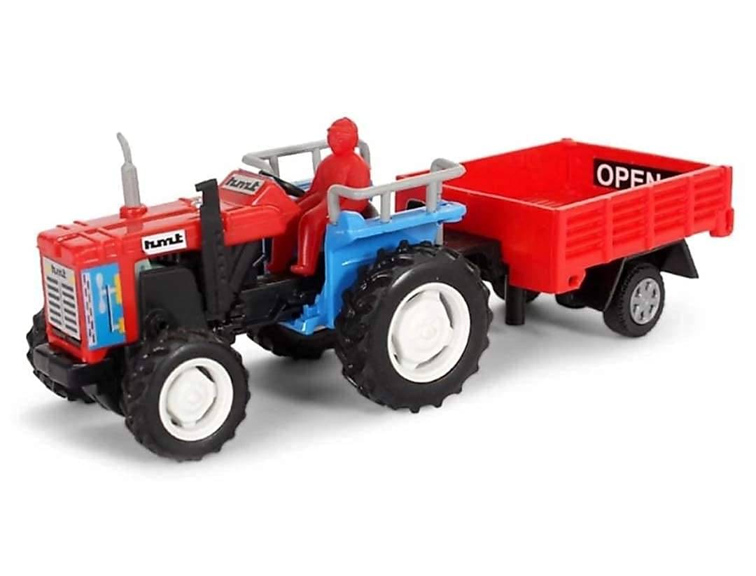     			Trolley Tractor With Detachable Trolley - Trolley Lid Opens - Pull Back Action Assorted, 3-12 years