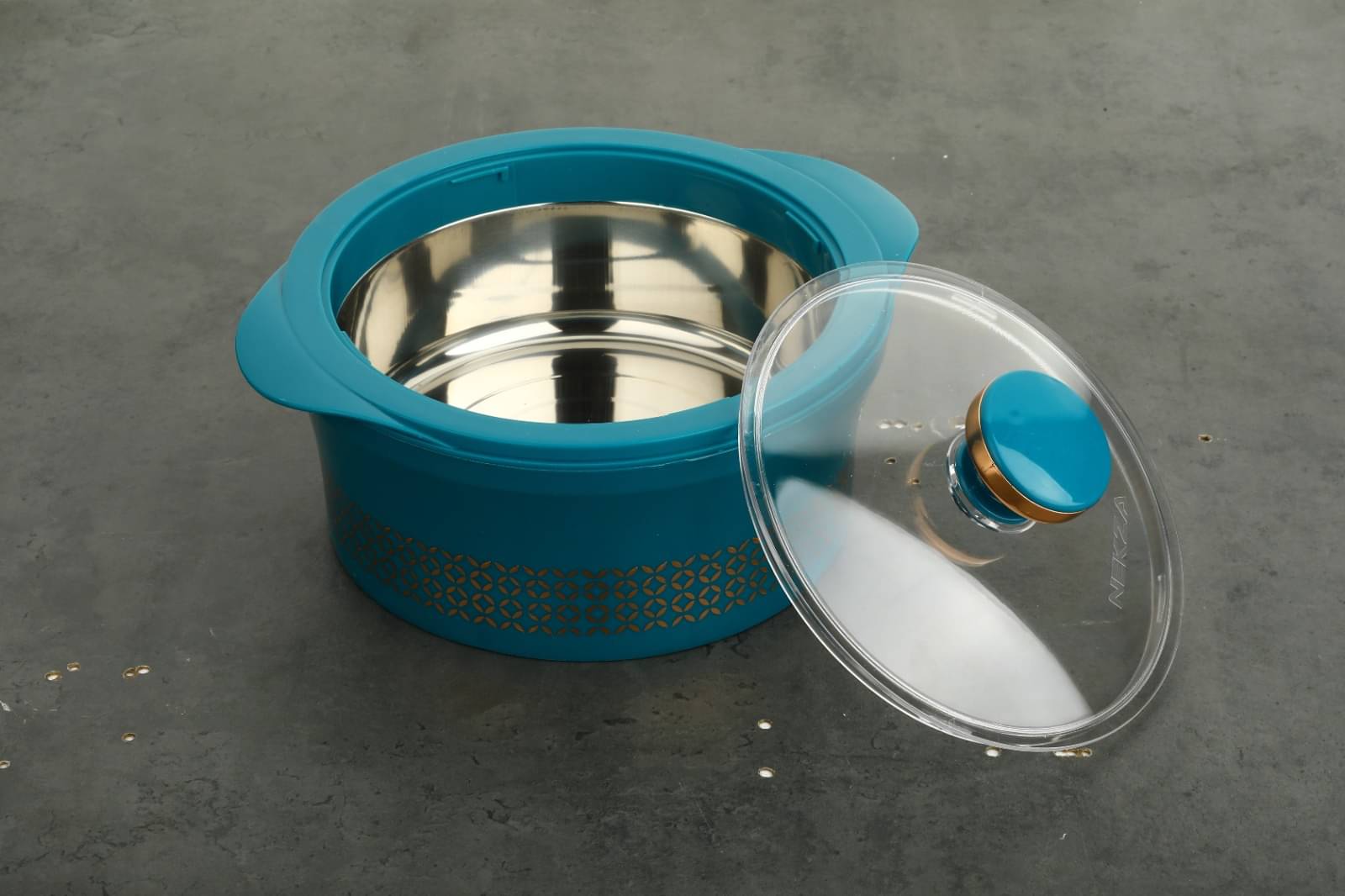     			UNICEPT Crystal Casserole 2500ml Blue Steel Thermoware Casserole ( Set of 1 , 2500 mL )