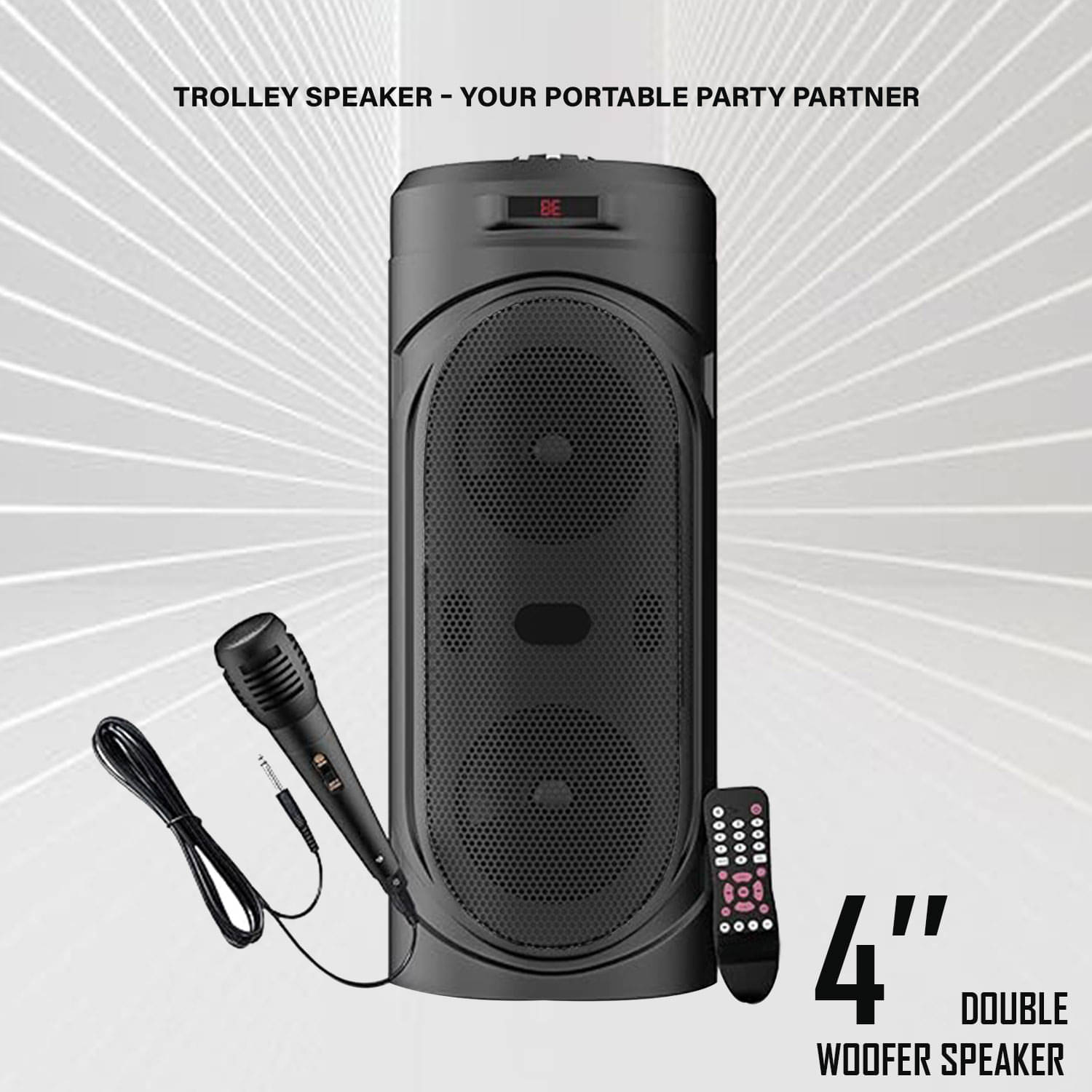     			V WORTEX STROM 30 W Bluetooth Speaker Bluetooth v5.0 with USB,SD card Slot,Aux Playback Time 4 hrs Black