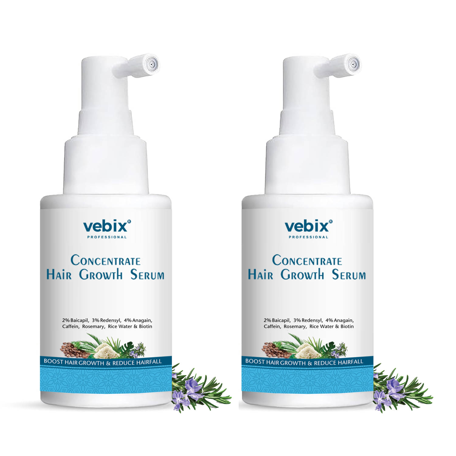 Vebix Professional Rosemary Concentrate Hair Serum 60 mL Pack of 2     			Vebix Professional Rosemary Concentrate Hair Serum 60 mL Pack of 2
