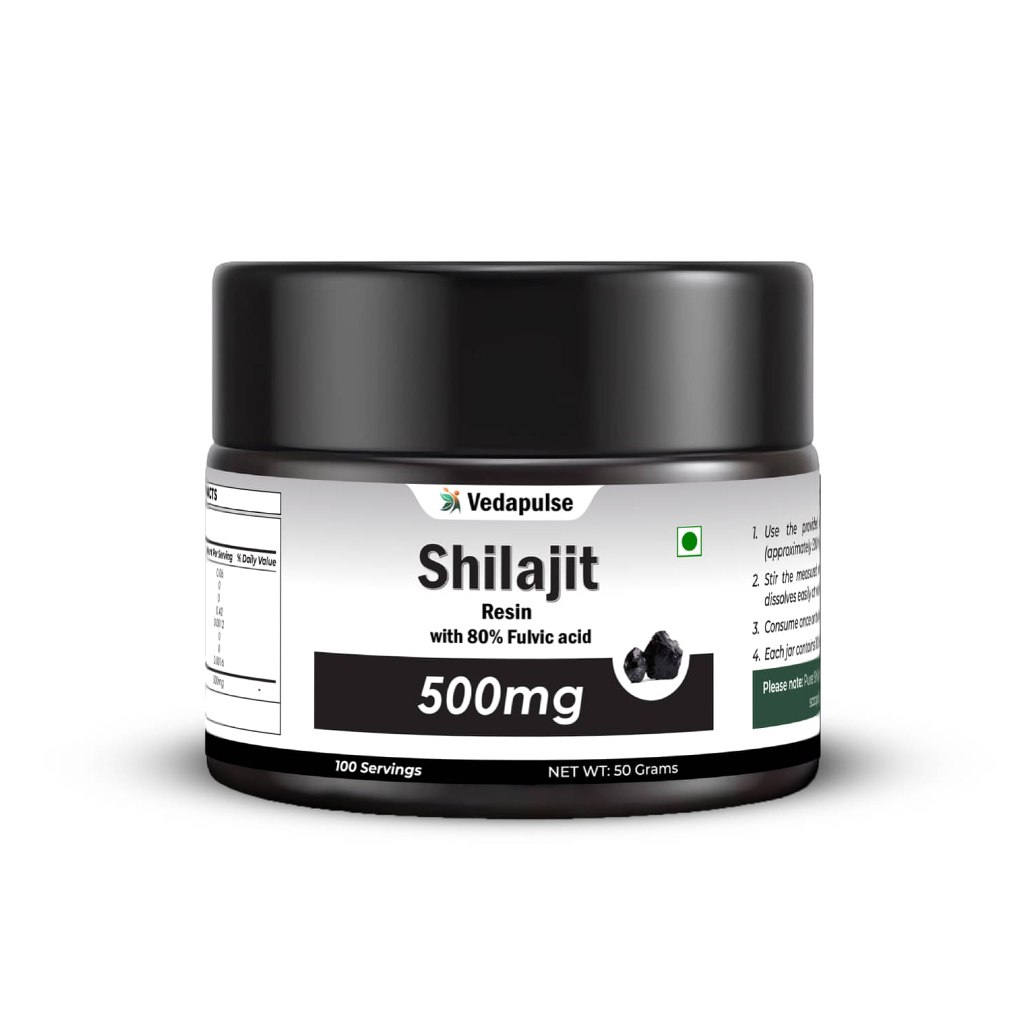     			Vedapulse Himalayan Shilajit Resin (50g) | Smart Shopper Pack | 500mg per Serving | 80% Fulvic Acid | 100 Servings | Ayurvedic Herbal Supplement for Energy, Endurance & Vitality