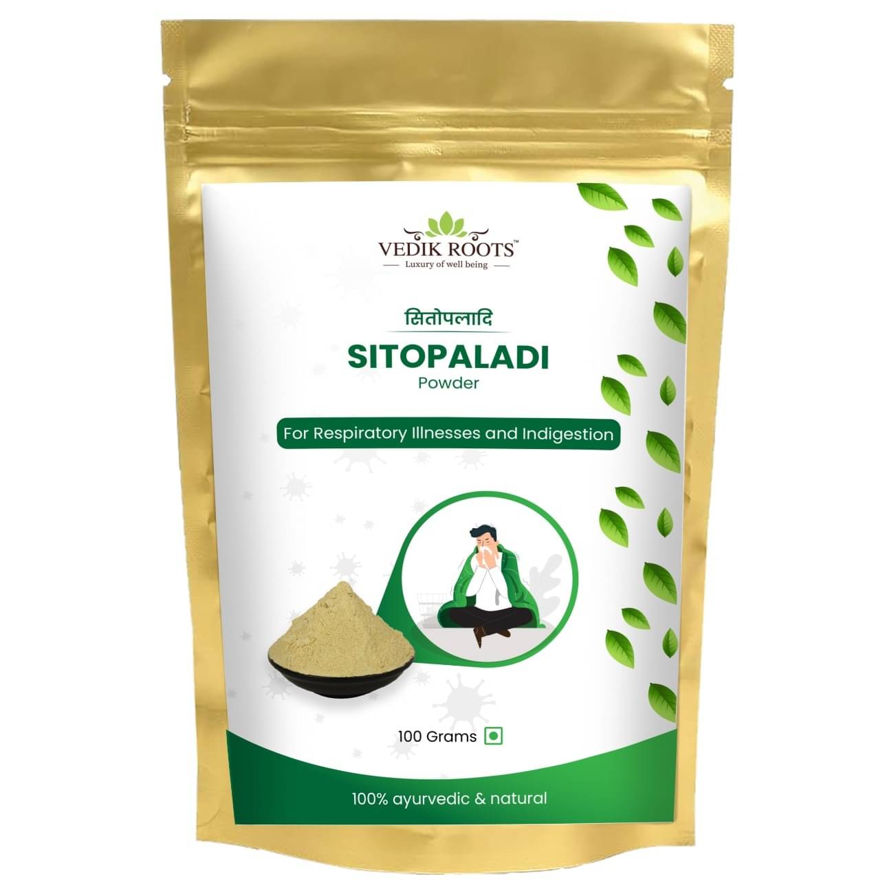     			Vedikroots Ayurvedic Sitopaladi Churna Respiratory Support For Cough Cold, Sore Throat 100 gm (Pack of 1)