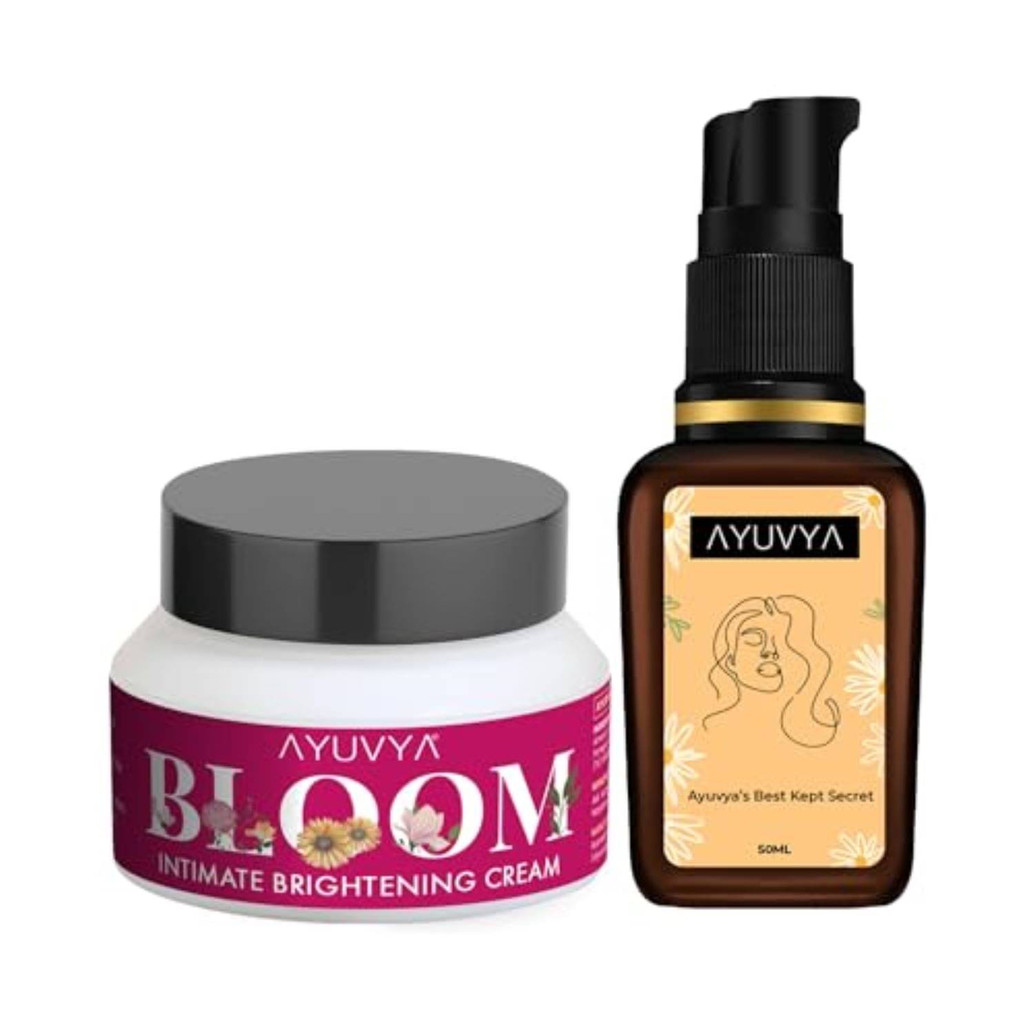 Bloom Intimate Brightening Cream Dark Inner Thighs & Bikini Area + Ayurvedic Massage Oil for Women, 100% Ayurvedic (Pack of 2) Bloom Intimate Brightening Cream Dark Inner Thighs & Bikini Area + Ayurvedic Massage Oil for Women, 100% Ayurvedic (Pack of 2)