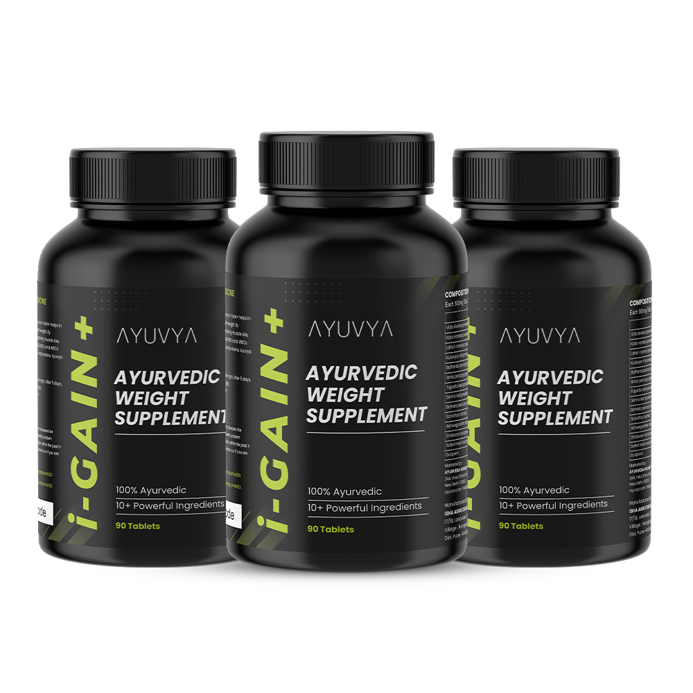     			Ayuvya i-Gain+ Weight Gainer Ayurvedic weight gain tablets with new and improved formula 100% Ayurvedic 90 Tablets (Pack of 3)