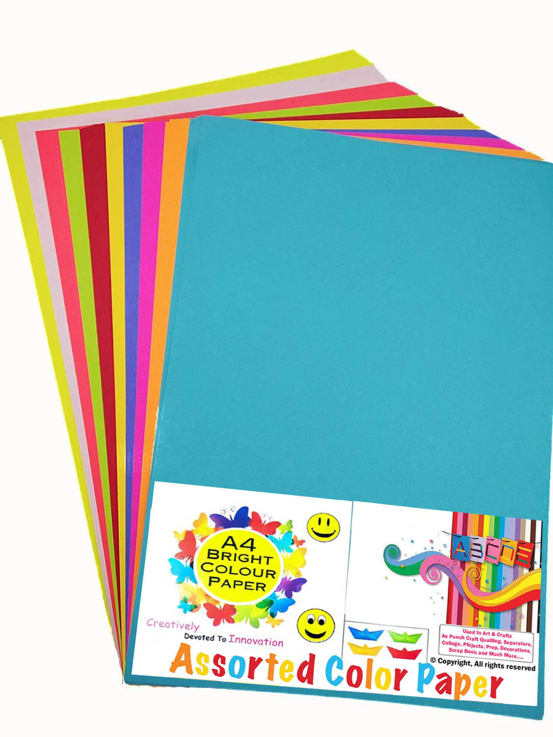     			viDixn (VIDX-4) Multicolour A4 Size Sheet, 100 Piece 10 Sheets Each Colour Printing Papers, Art & Craft Paper Sheets, Double Sided Coloured DIY Craft Smooth Finish for Home, School, Office (Pack-1)