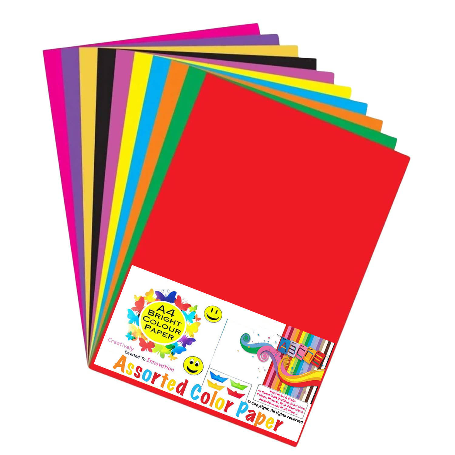     			viDixn (VIDX-5) Multicolour A4 Size Sheet, 100 Piece 10 Sheets Each Colour Printing Papers, Art & Craft Paper Sheets, Double Sided Coloured DIY Craft Smooth Finish for Home, School, Office (Pack-1)