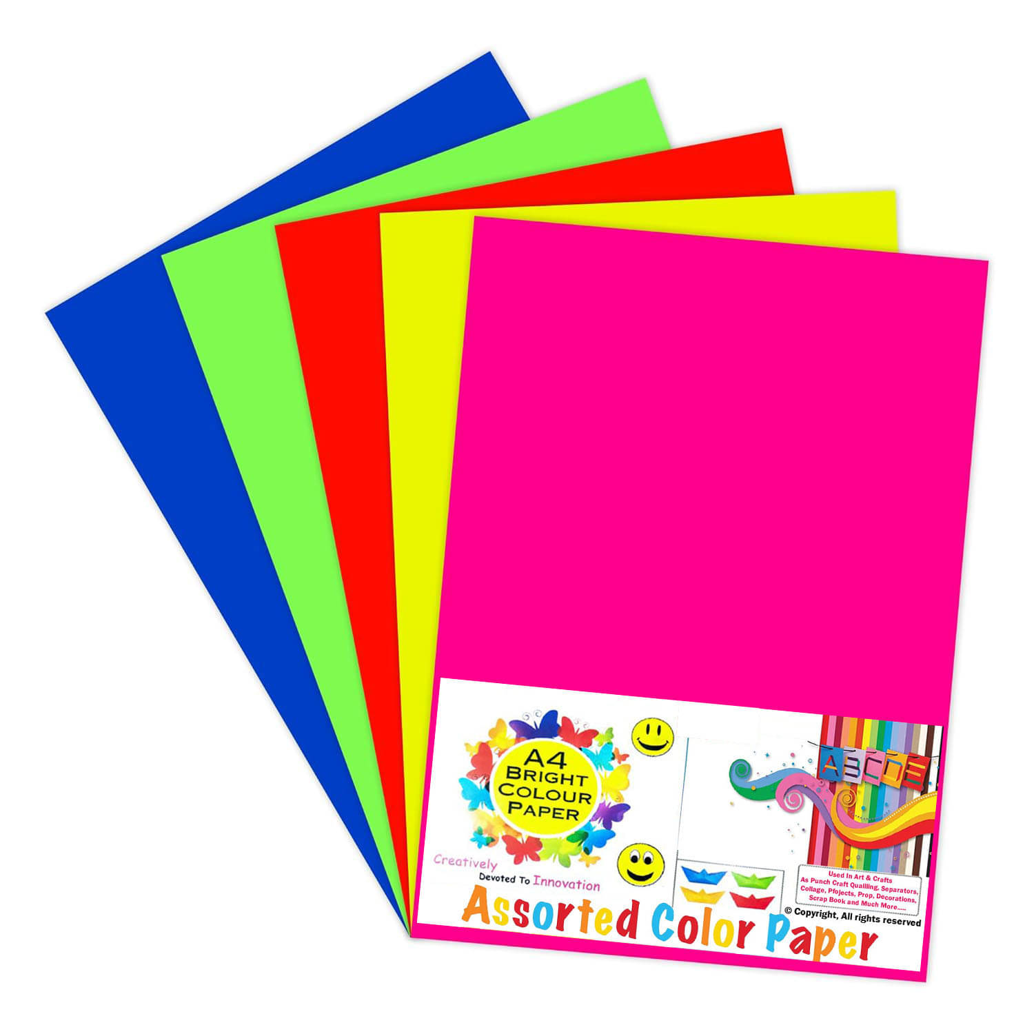     			viDixn (VIDX-6) Multicolour A4 Size Sheet, 200 Piece 20 Sheets Each Colour Printing Papers, Art & Craft Paper Sheets, Double Sided Coloured DIY Craft Smooth Finish for Home, School, Office (Pack-1)