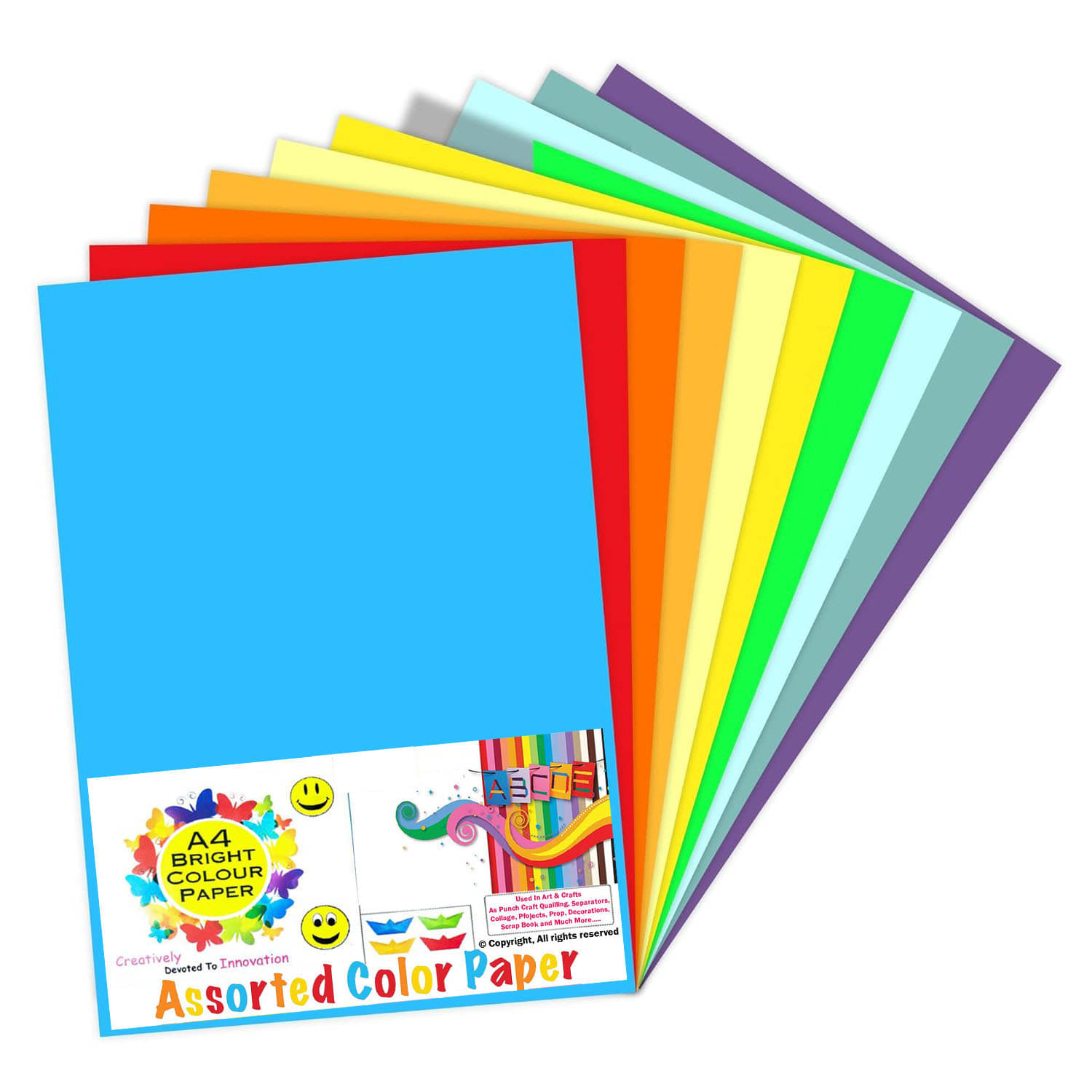     			viDixn (VIDX-7) Multicolour A4 Size Sheet, 200 Piece 20 Sheets Each Colour Printing Papers, Art & Craft Paper Sheets, Double Sided Coloured DIY Craft Smooth Finish for Home, School, Office (Pack-1)