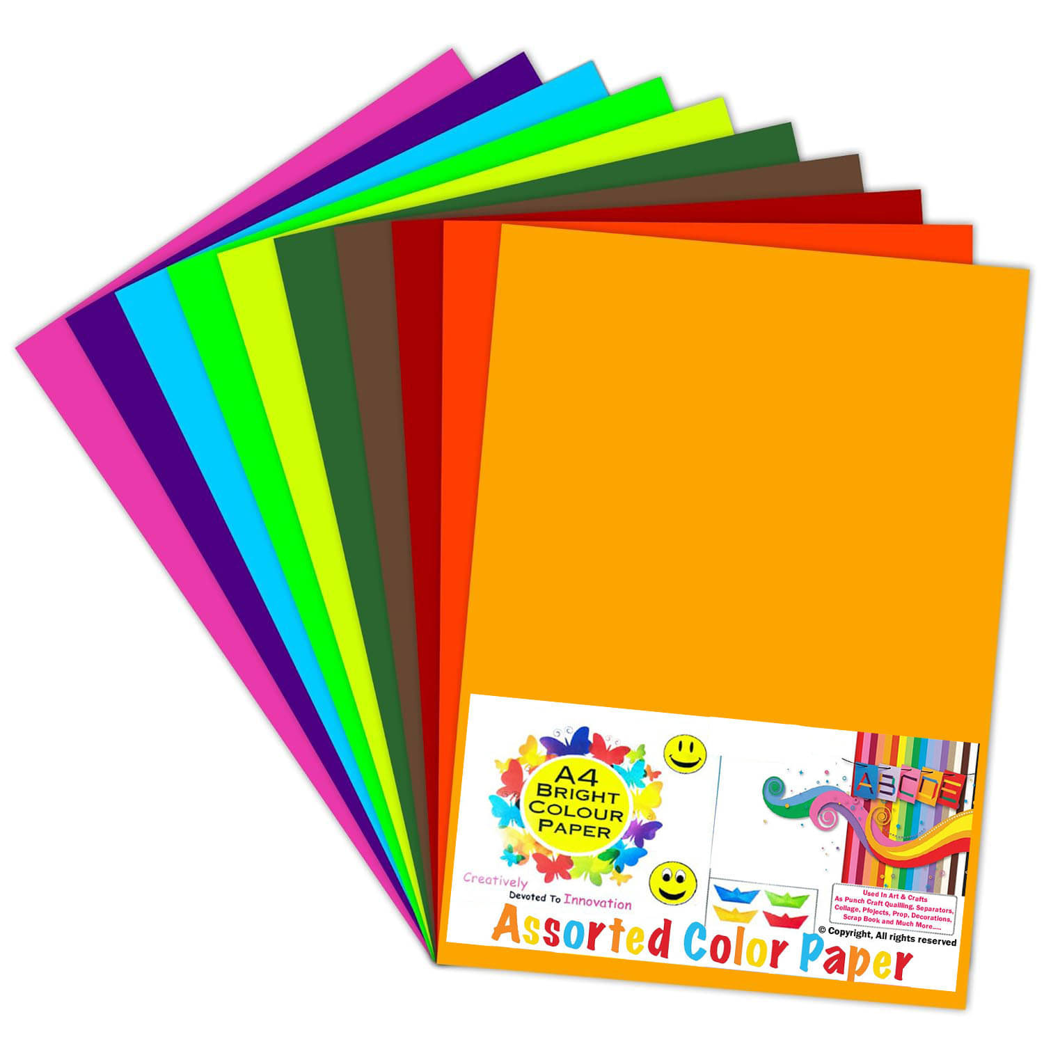     			viDixn (VIDX-8) Multicolour A4 Size Sheet, 200 Piece 20 Sheets Each Colour Printing Papers, Art & Craft Paper Sheets, Double Sided Coloured DIY Craft Smooth Finish for Home, School, Office (Pack-1)