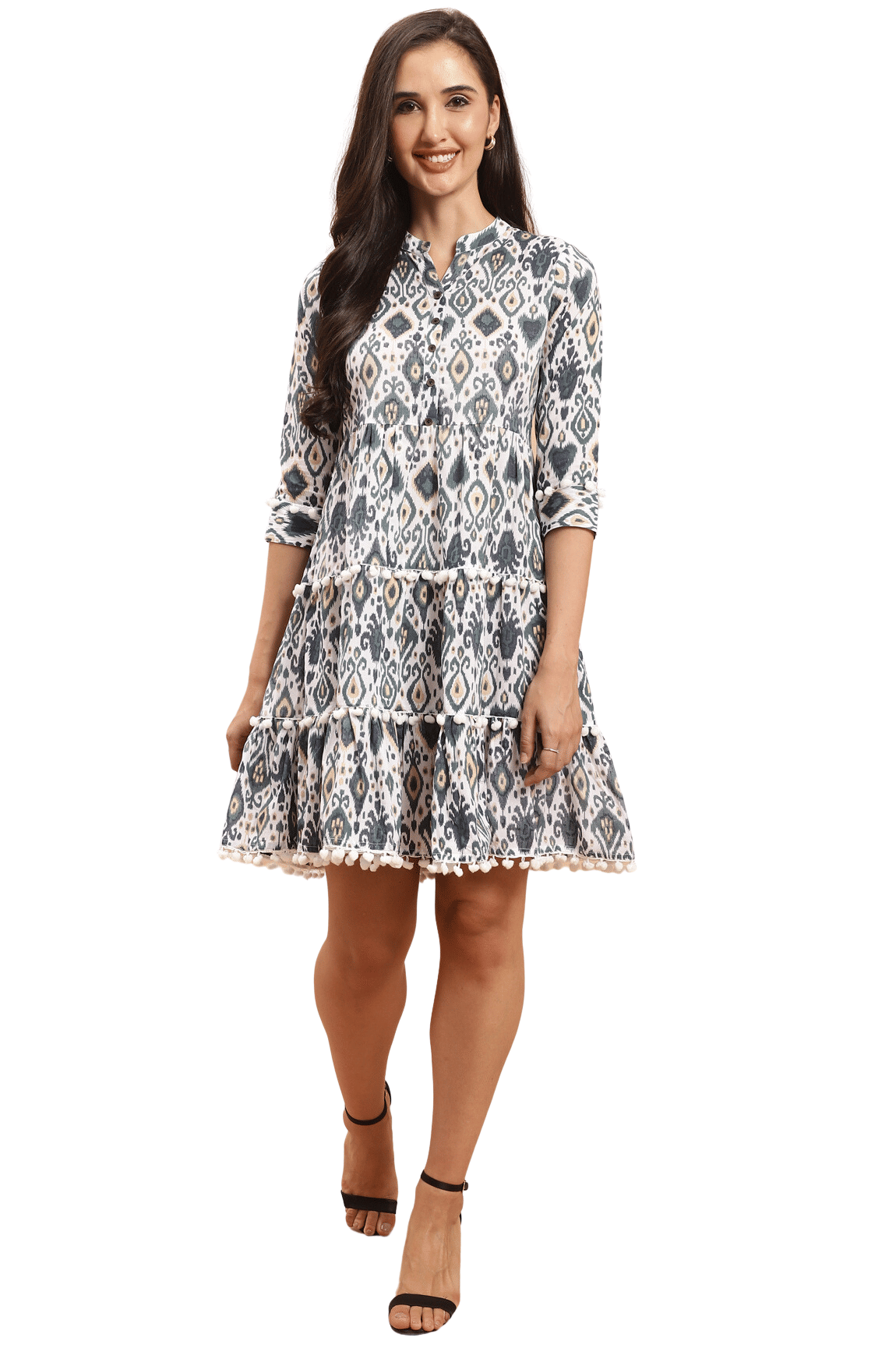     			wonder weave Women Cotton Printed A-line Dress ( White )