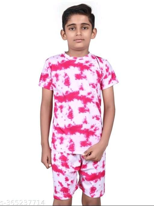 ASTYLOR Pack of 1 Unisex Cotton Blend T-Shirt & Shorts Set ( Pink ) ASTYLOR Pack of 1 Unisex Cotton Blend T-Shirt & Shorts Set ( Pink )