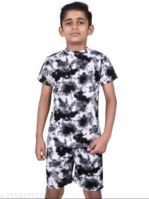 ASTYLOR Pack of 1 Unisex Cotton Blend T-Shirt & Shorts Set ( Black )