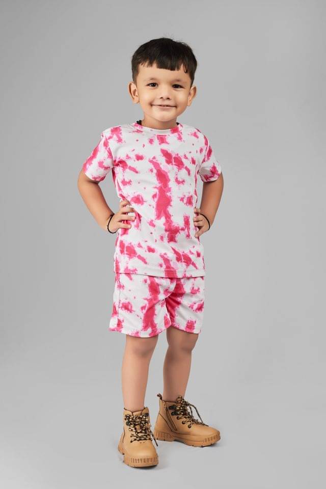 ASTYLOR Pack of 1 Unisex Cotton Blend T-Shirt & Shorts Set ( Pink ) ASTYLOR Pack of 1 Unisex Cotton Blend T-Shirt & Shorts Set ( Pink )