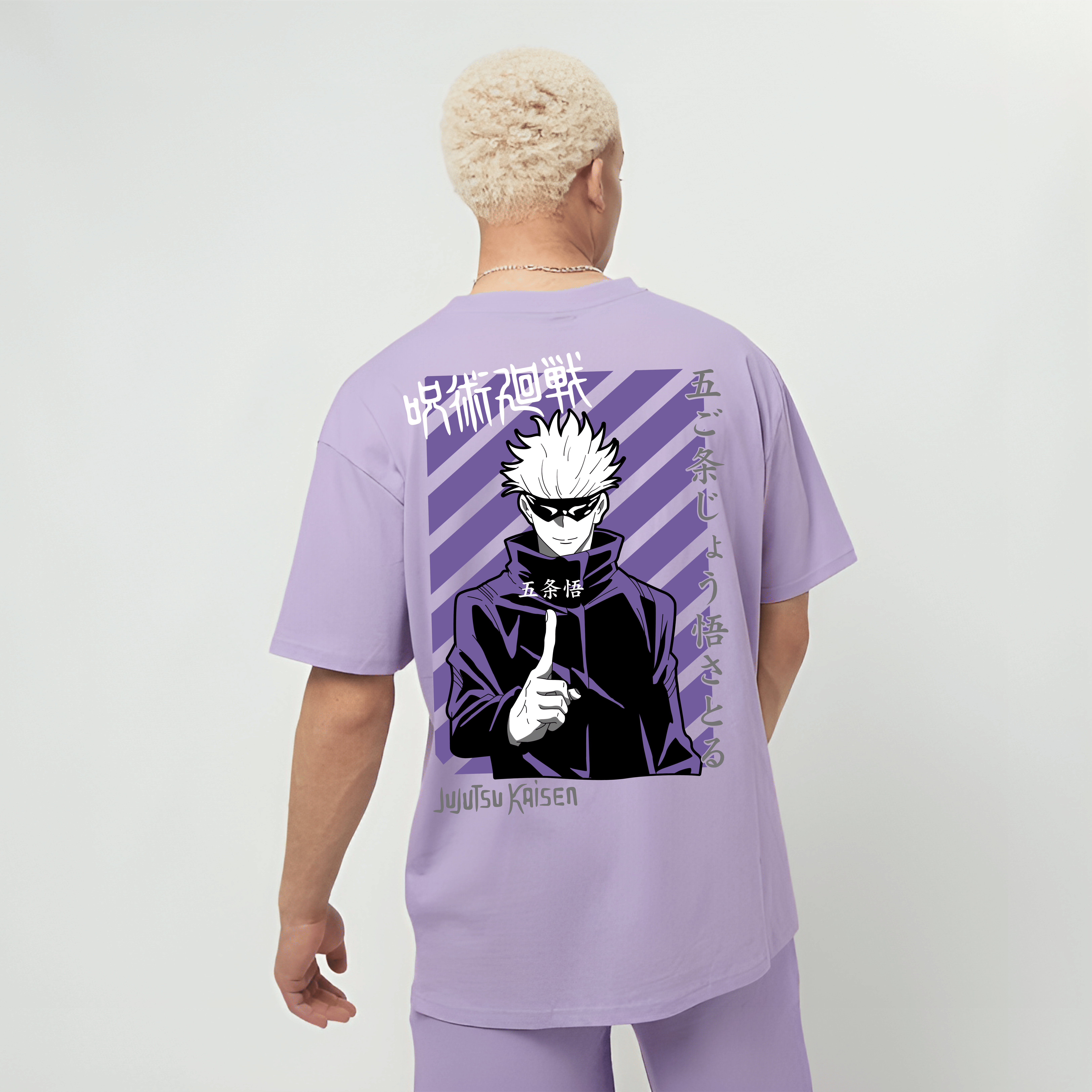     			BUKKL Men Cotton Oversized Fit Printed T-Shirt ( Lavender )