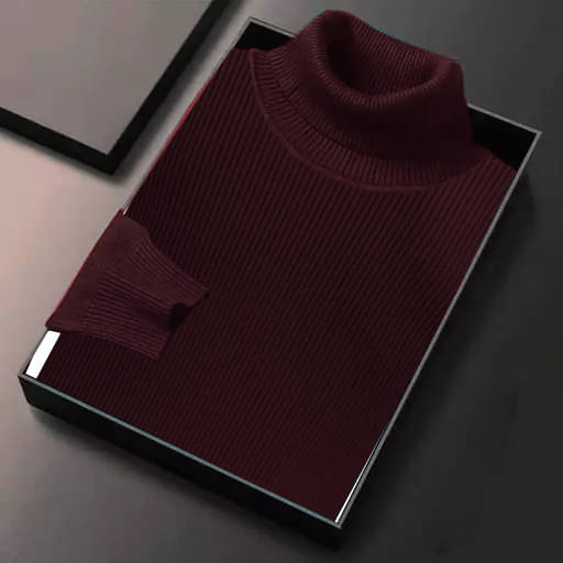     			CAT BUNNY Woollen High Neck Men's Sweatshirt - Maroon ( Pack of 1 )