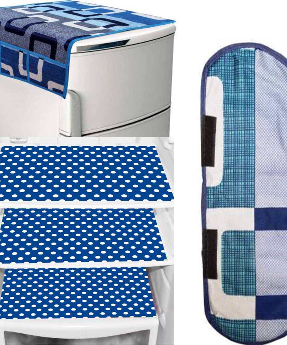     			DPA Collection PVC Abstract Printed Fridge Covers ( 44 29 ) Pack of 5 - Blue