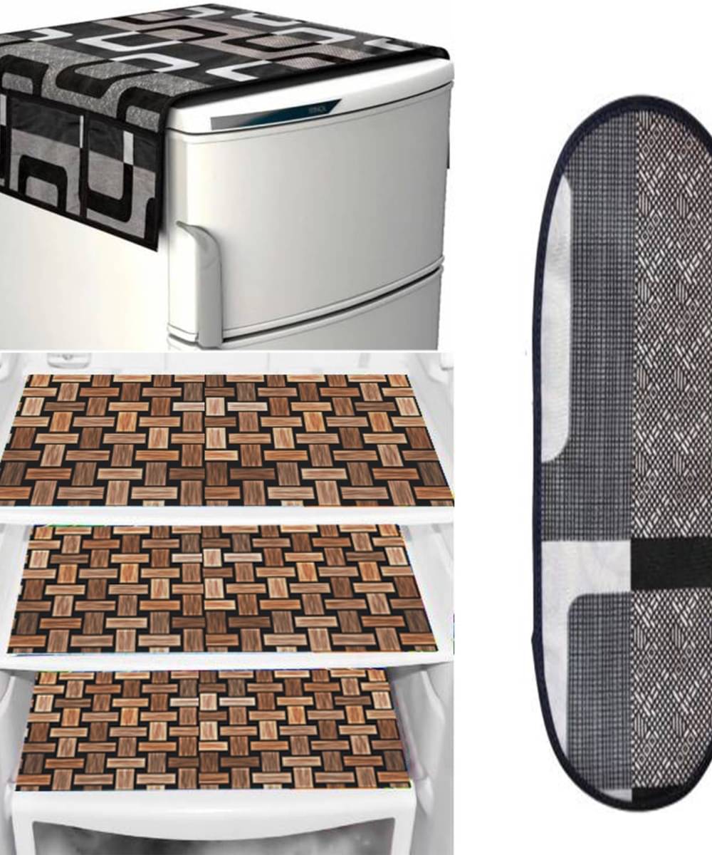     			DPA Collection PVC Abstract Printed Fridge Covers ( 44 29 ) Pack of 5 - Black