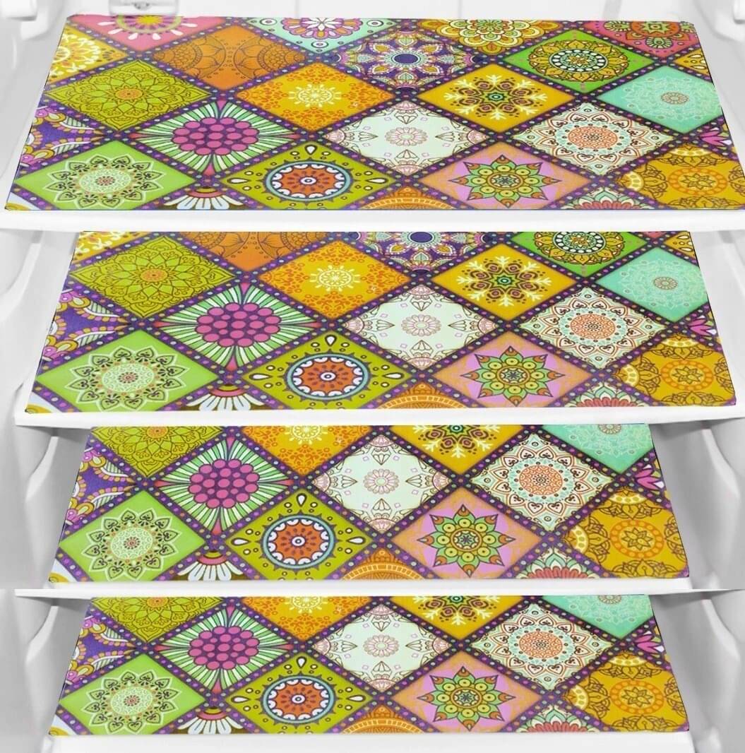 DPA Collection PVC Abstract Printed Fridge Mats ( 44 28 ) Pack of 4 - Beige DPA Collection PVC Abstract Printed Fridge Mats ( 44 28 ) Pack of 4 - Beige
