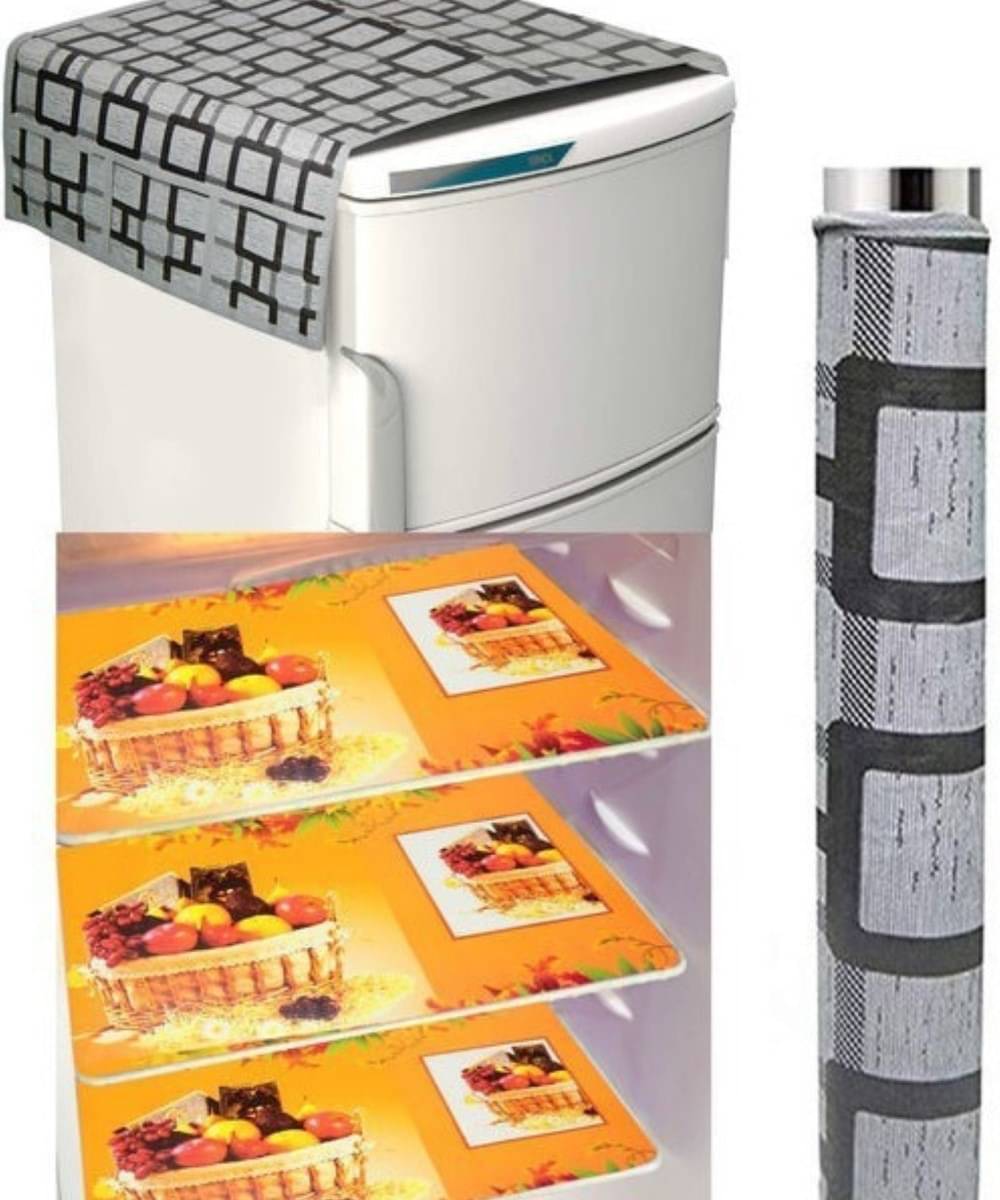     			DPA Collection PVC Abstract Printed Fridge Covers ( 44 29 ) Pack of 5 - Gray