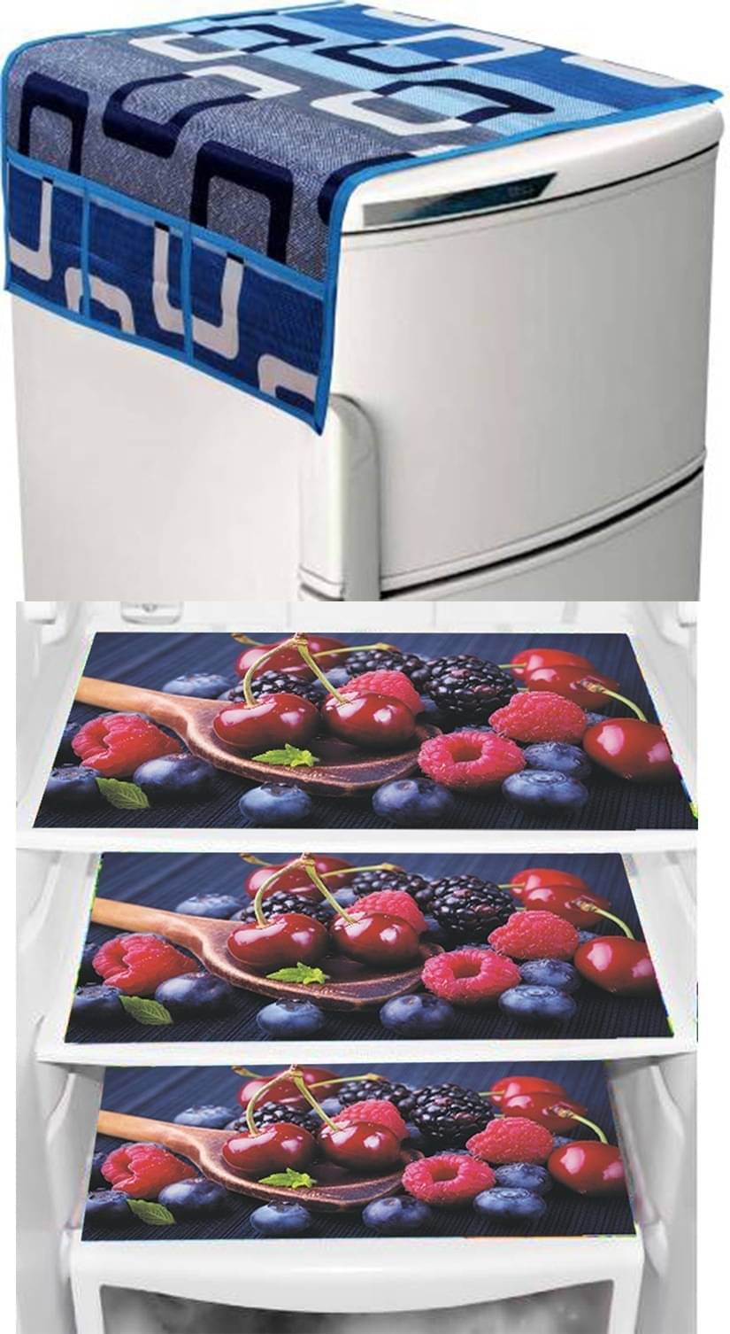     			DPA Collection PVC Abstract Printed Fridge Mats ( 44 29 ) Pack of 4 - Blue