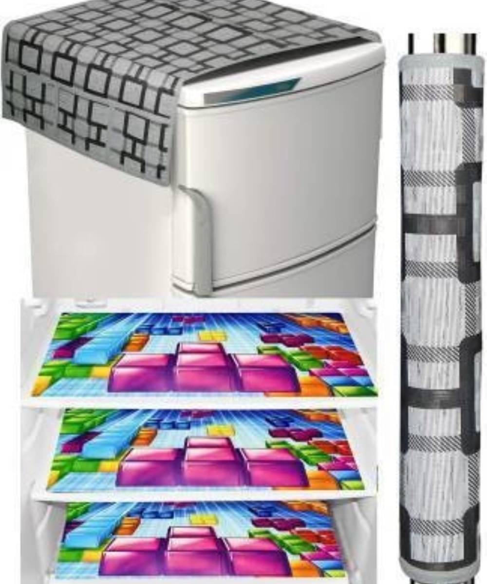     			DPA Collection PVC Abstract Printed Fridge Covers ( 44 29 ) Pack of 5 - Multicolor