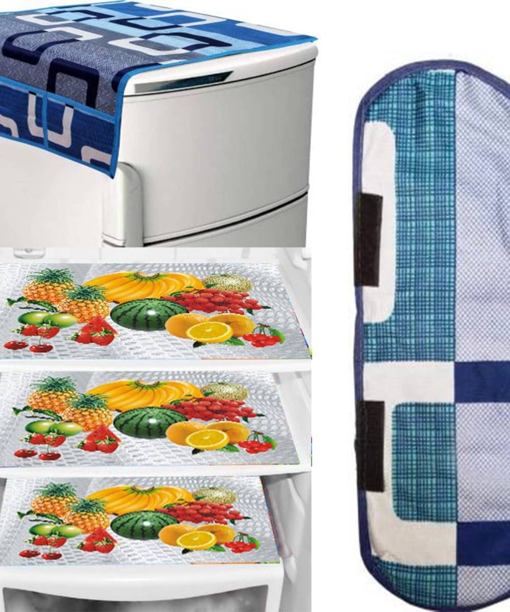     			DPA Collection PVC Abstract Printed Fridge Covers ( 44 29 ) Pack of 5 - Blue