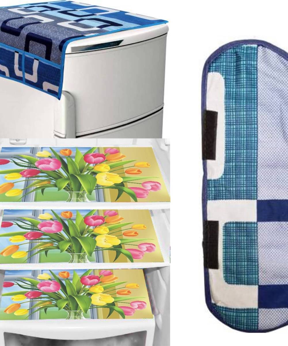     			DPA Collection PVC Floral Fridge Covers ( 44 29 ) Pack of 5 - Blue