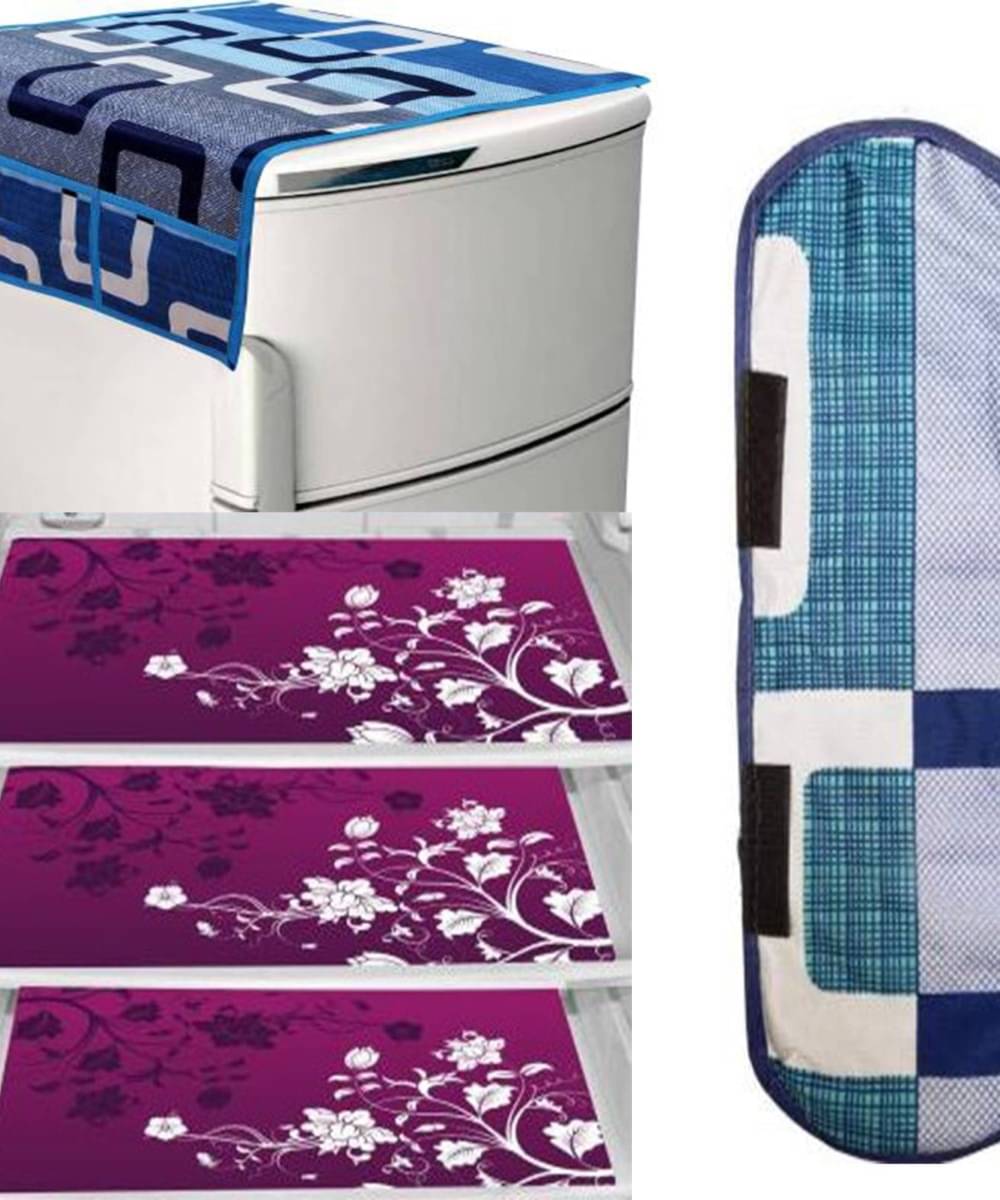     			DPA Collection PVC Floral Fridge Covers ( 44 29 ) Pack of 5 - Blue