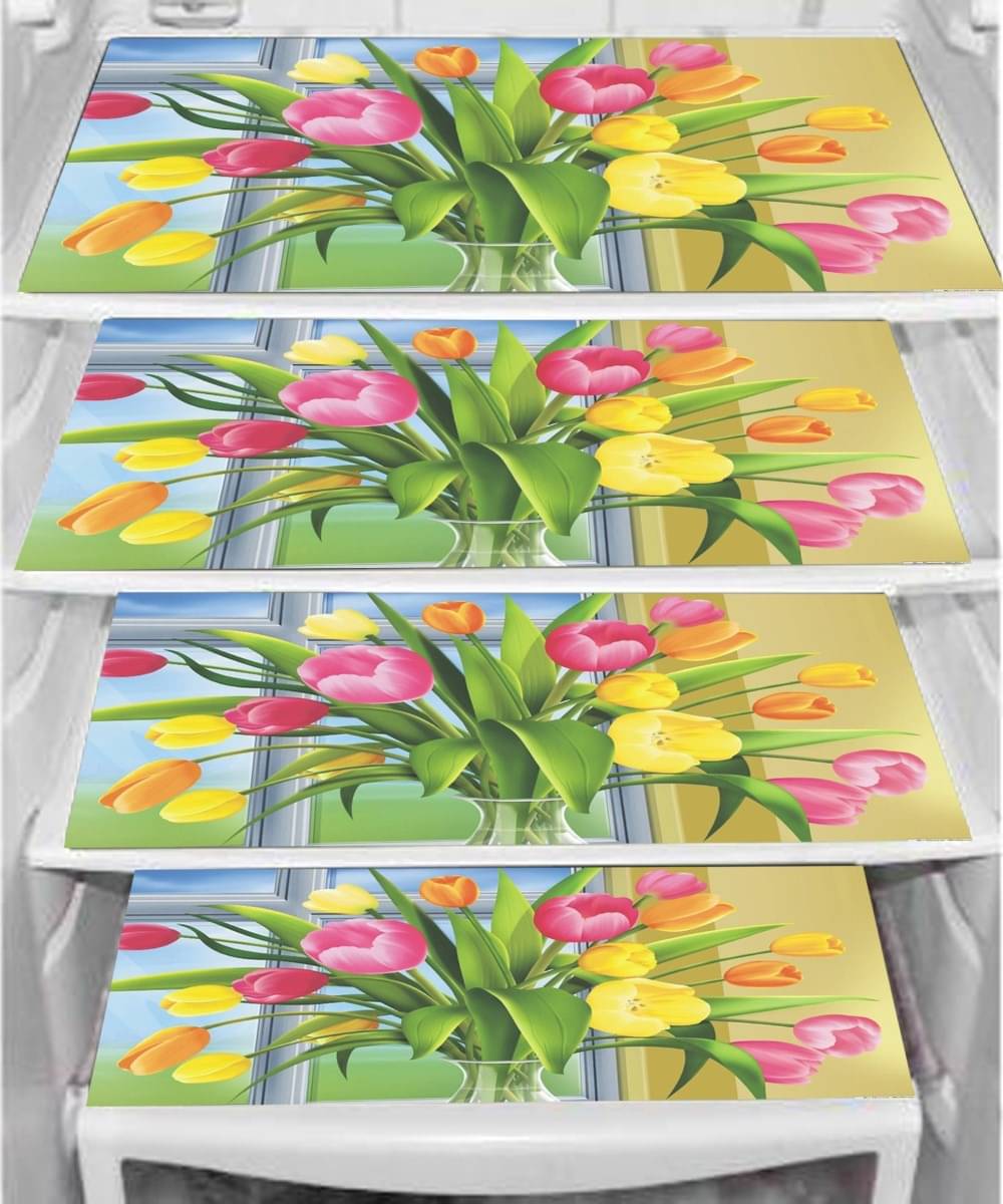 DPA Collection PVC Floral Fridge Mats ( 44 29 ) Pack of 4 - Multicolor DPA Collection PVC Floral Fridge Mats ( 44 29 ) Pack of 4 - Multicolor