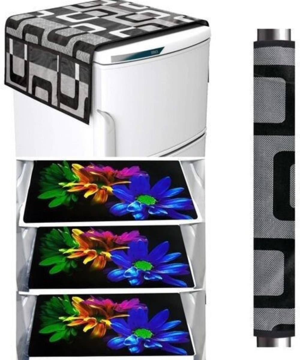 DPA Collection PVC Floral Fridge Covers ( 44 29 ) Pack of 5 - Black     			DPA Collection PVC Floral Fridge Covers ( 44 29 ) Pack of 5 - Black