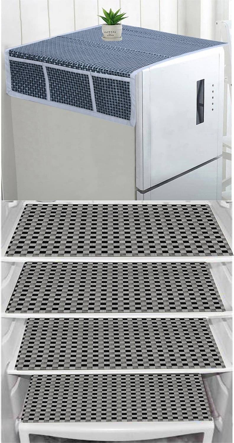     			DPA Collection PVC Small Checks Fridge Mats ( 44 29 ) Pack of 5 - Multicolor