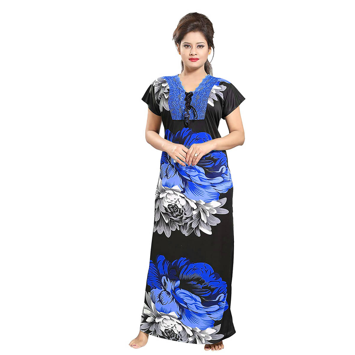 Estilo Vastra Blue Hosiery Women's Nightwear Nighty & Night Gowns ( Pack of 1 ) Estilo Vastra Blue Hosiery Women's Nightwear Nighty & Night Gowns ( Pack of 1 )