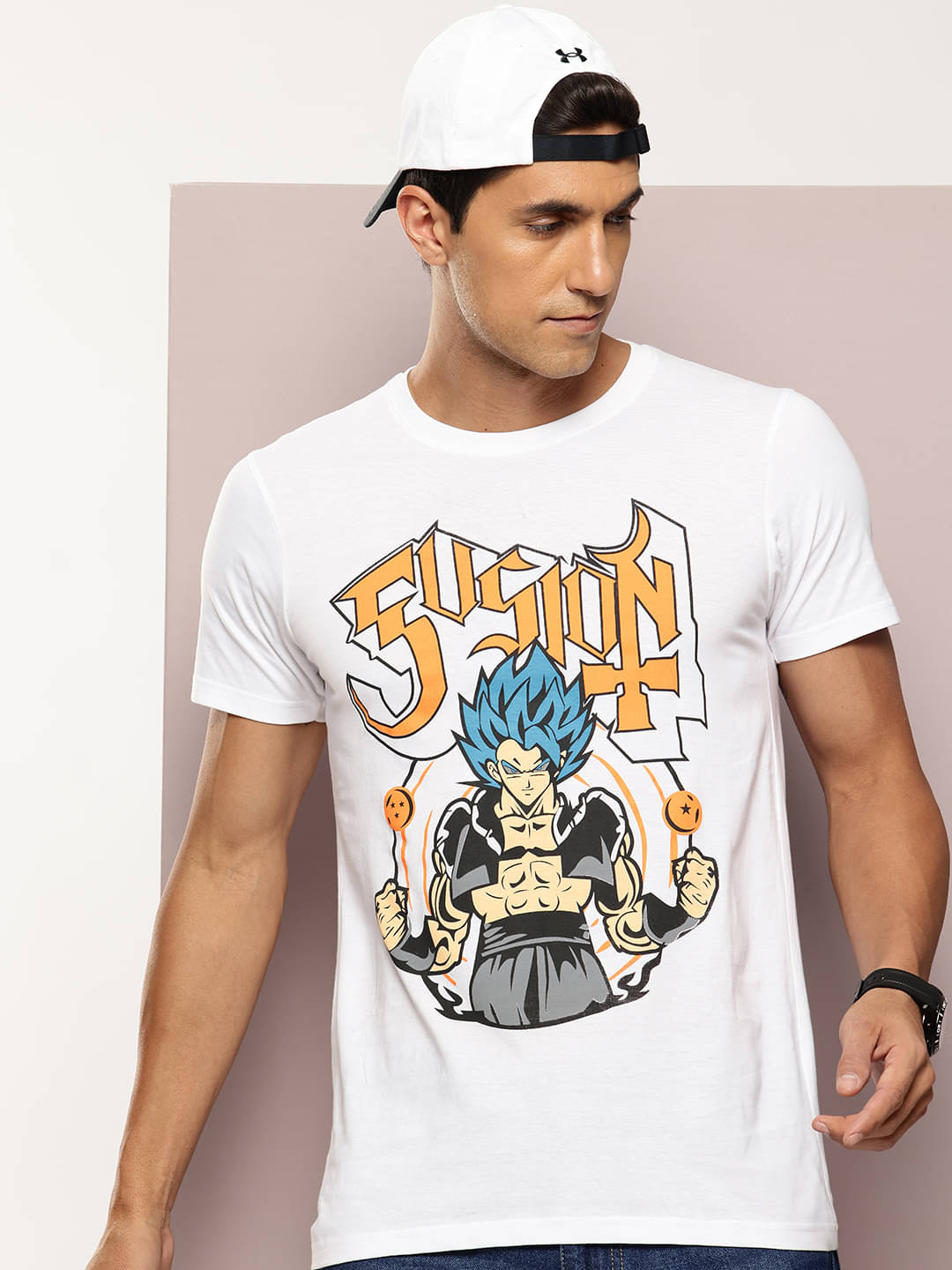 FROSEN FOX Men Cotton Blend Regular Fit Self Design T-Shirt ( White )     			FROSEN FOX Men Cotton Blend Regular Fit Self Design T-Shirt ( White )