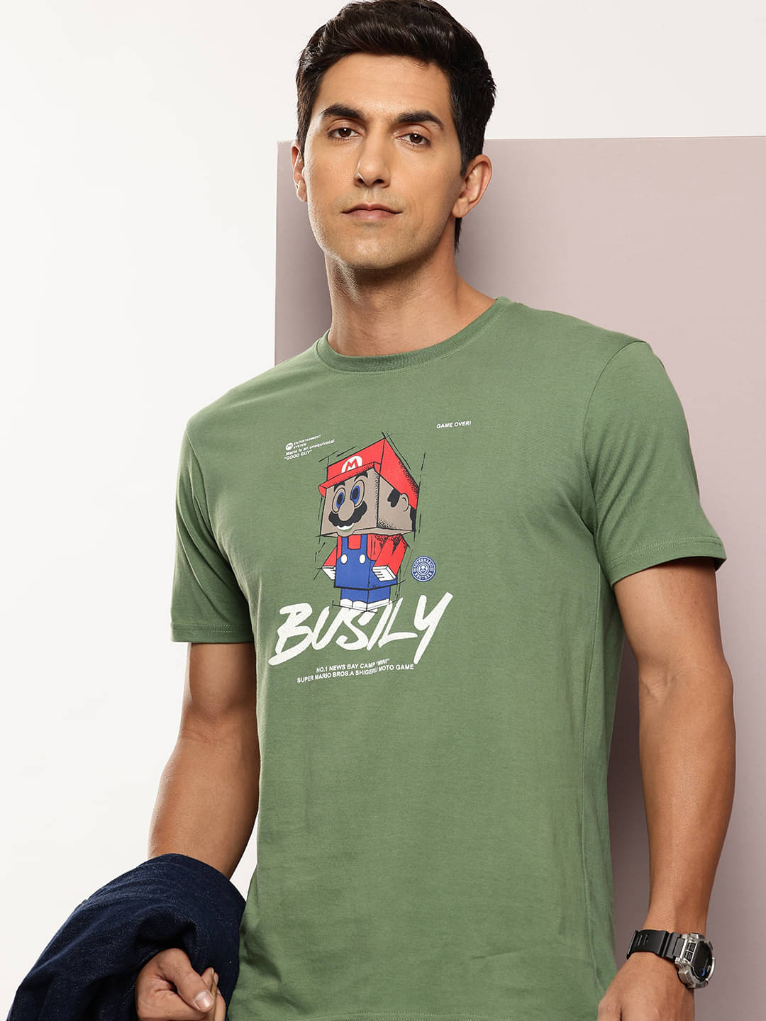 FROSEN FOX Men Cotton Blend Regular Fit Self Design T-Shirt ( Green ) FROSEN FOX Men Cotton Blend Regular Fit Self Design T-Shirt ( Green )