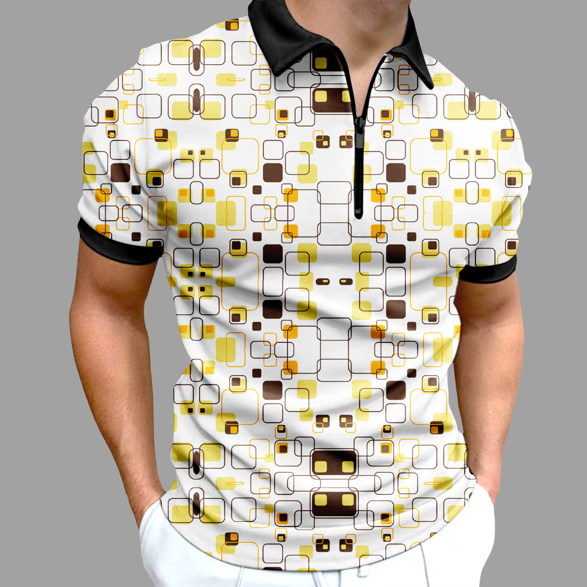     			FTX Men Lycra Regular Fit Printed Polo T Shirt ( Yellow )