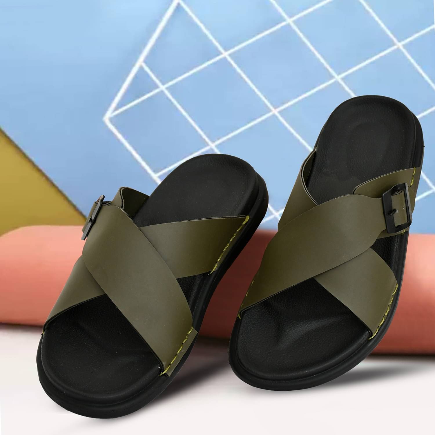     			Figor Green Men's Slide Flip Flop