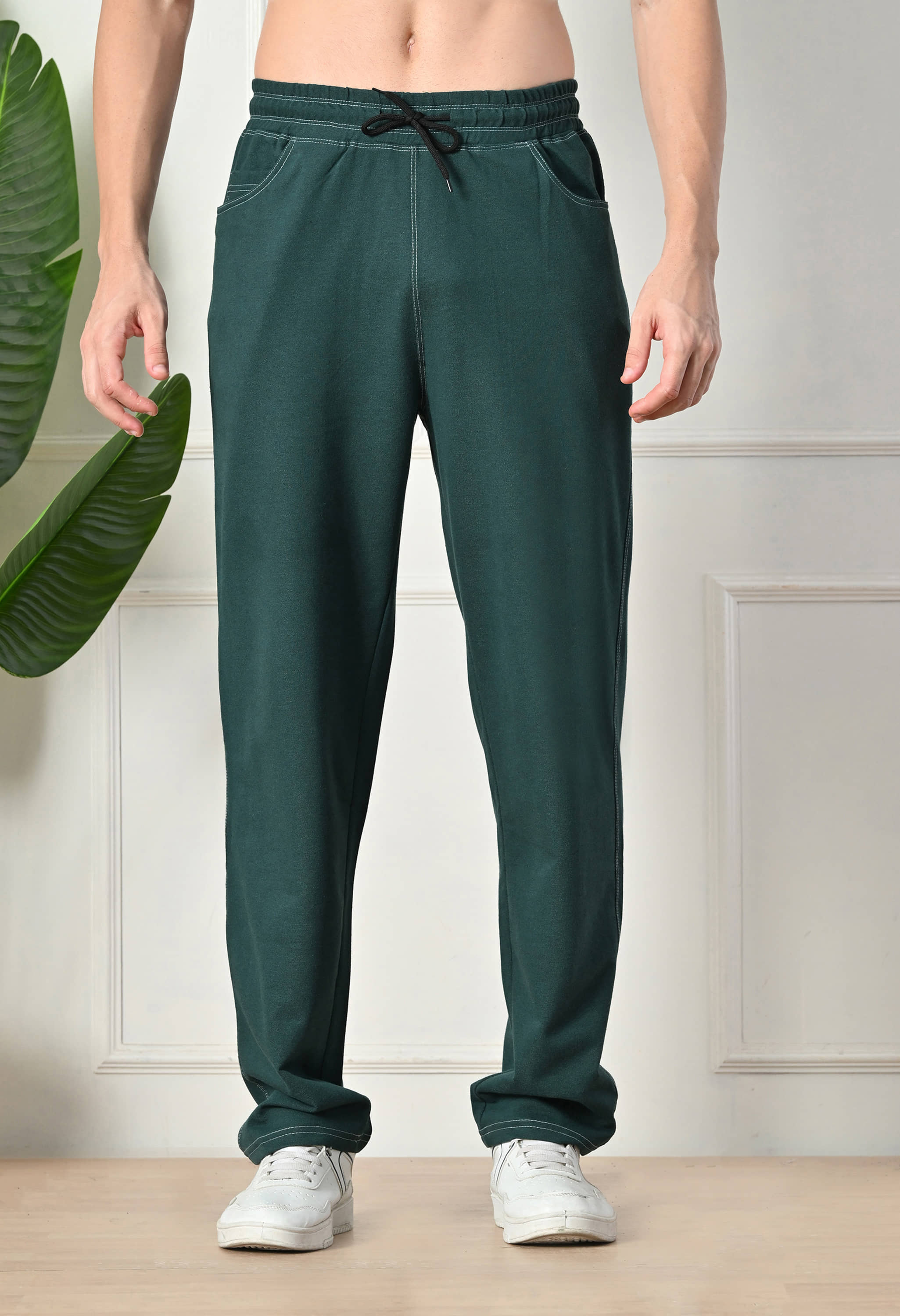 Glito Dark Green Cotton Blend Men's Trackpants ( Pack of 1 ) - Track Pants | Buy online on ZillyBuy