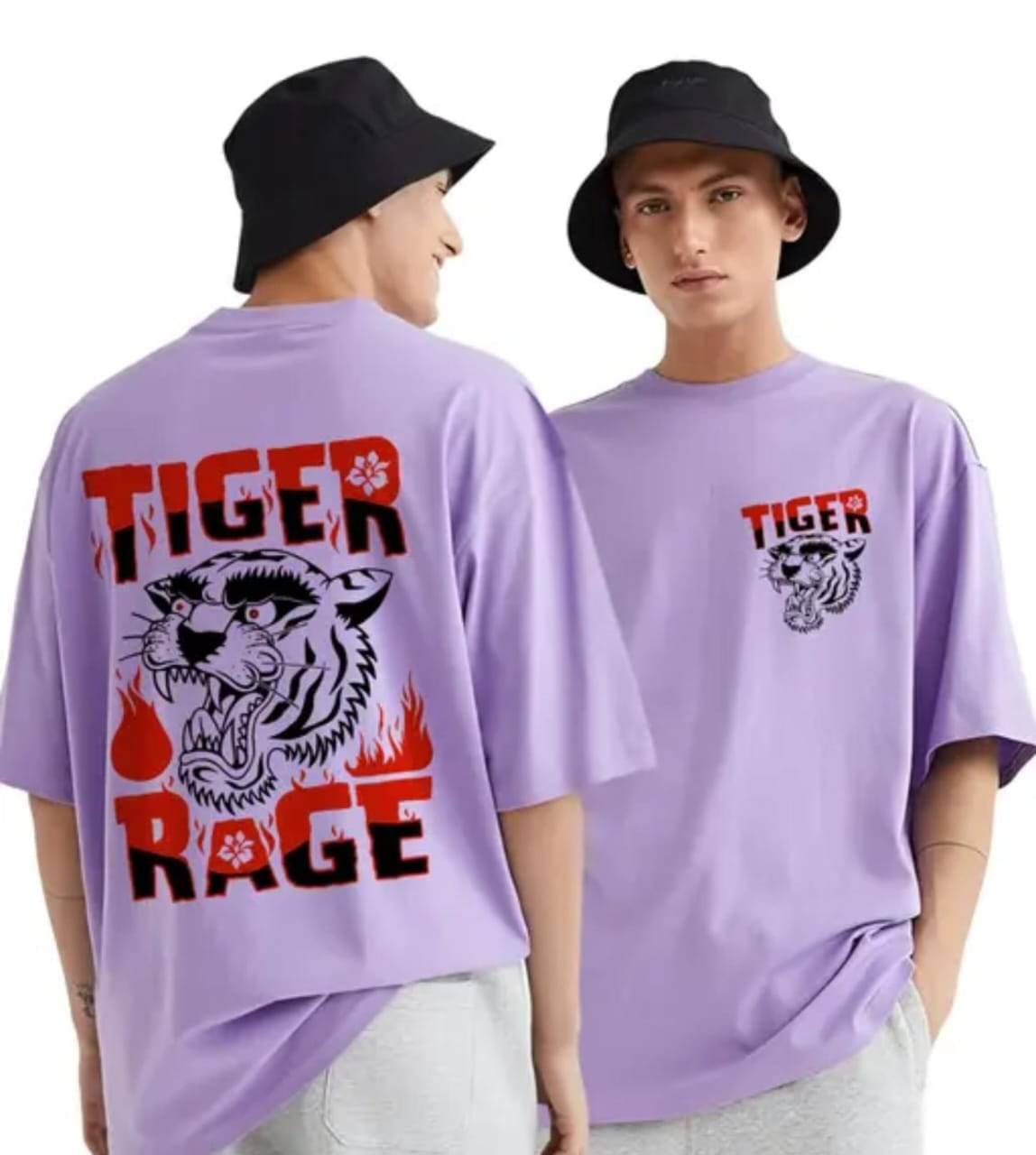 Glito Men Cotton Oversized Fit Printed T-Shirt ( Lavender ) Glito Men Cotton Oversized Fit Printed T-Shirt ( Lavender )