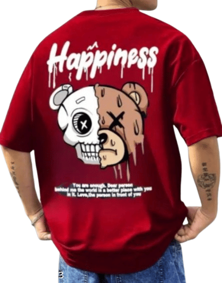 Glito Men Cotton Oversized Fit Printed T-Shirt ( Maroon ) Glito Men Cotton Oversized Fit Printed T-Shirt ( Maroon )