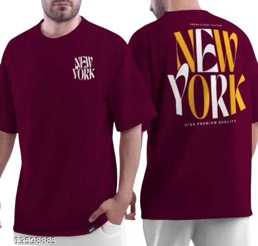     			Glito Men Cotton Oversized Fit Printed T-Shirt ( Maroon )