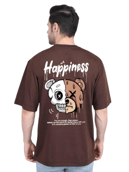     			Glito Men Cotton Oversized Fit Printed T-Shirt ( Brown )