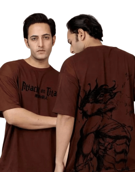 Glito Men Cotton Oversized Fit Printed T-Shirt ( Brown )     			Glito Men Cotton Oversized Fit Printed T-Shirt ( Brown )