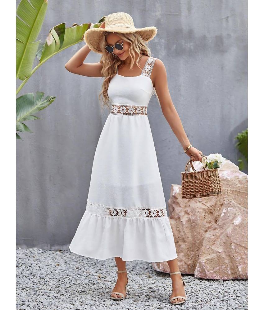     			Hemang Fashion Women Crepe Solid A-line Dress ( White )