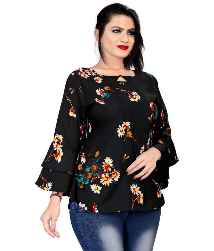     			Hemang Fashion Women's Crepe Regular Top ( Black )