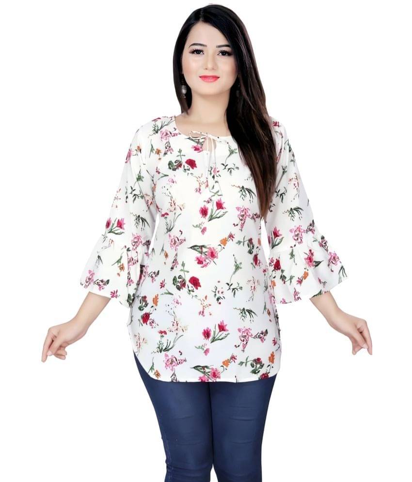 Hemang Fashion Women's Crepe Regular Top ( Off White ) Hemang Fashion Women's Crepe Regular Top ( Off White )