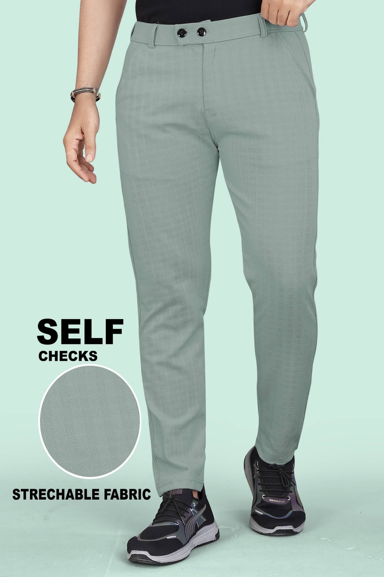     			INDICLUB Regular Flat Men's Trouser - Light Green ( Pack of 1 )