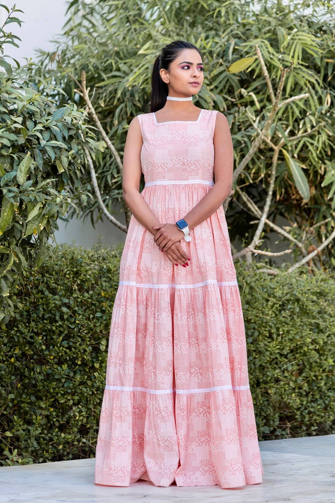     			Kohsh Women Cotton Printed Maxi ( Pink )