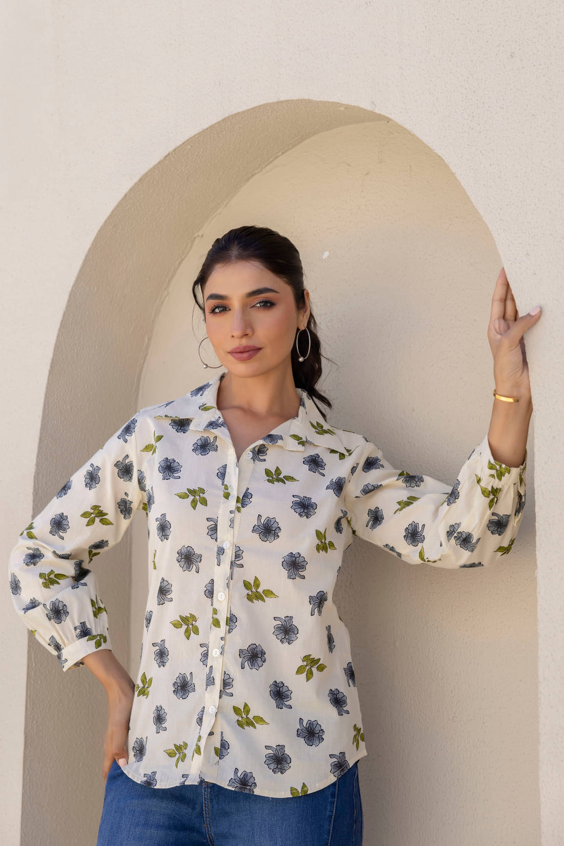     			Kohsh Women Printed Cotton Shirt ( Multi Color )