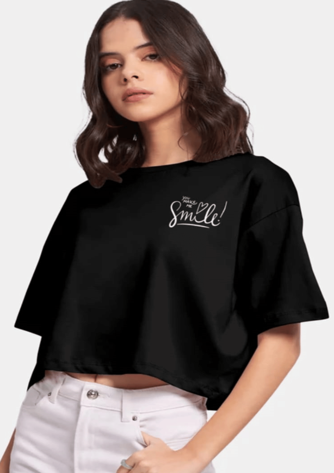 Leo Perky - Fashion with joy Women Cotton Blend Printed Loose Round Neck T-Shirt ( Black )     			Leo Perky - Fashion with joy Women Cotton Blend Printed Loose Round Neck T-Shirt ( Black )